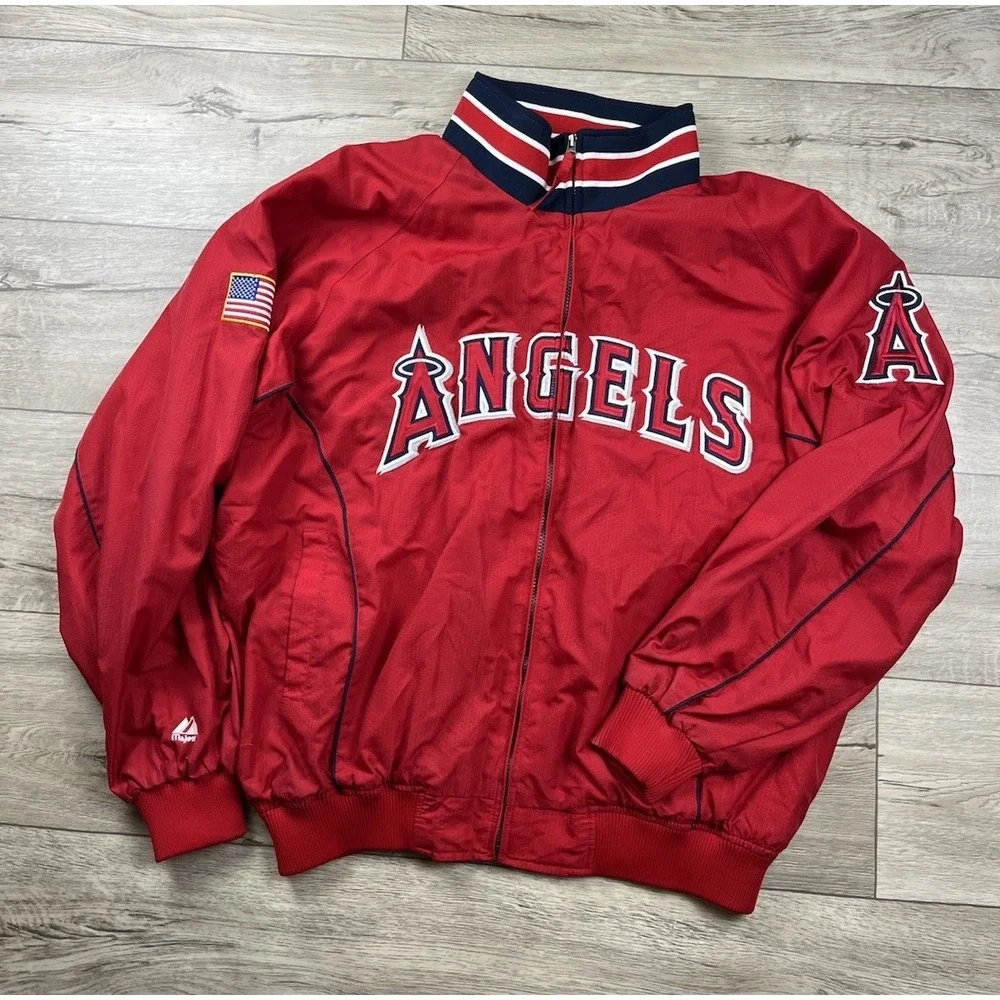 Vintage Anaheim Angels Majestic Men's XXL 2XL Authentic Dugout Bomber Jacket MLB